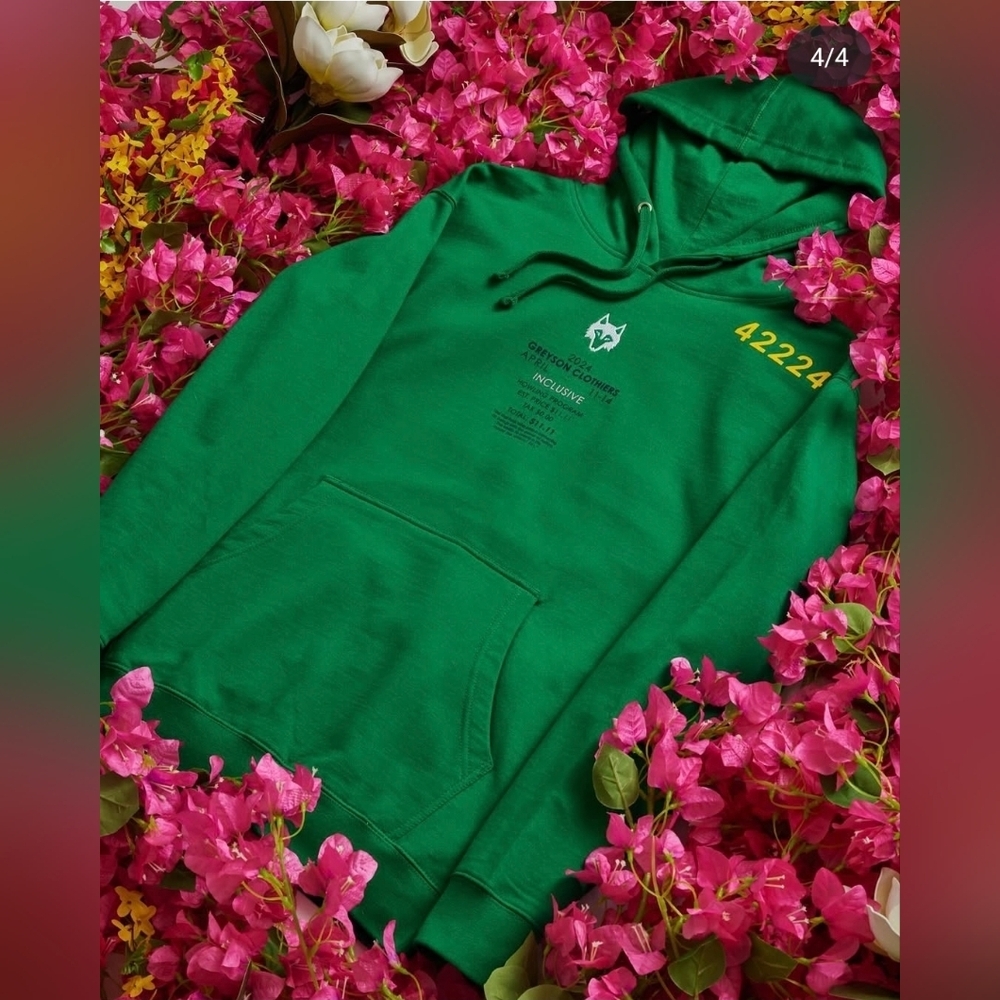 Greyson Garden Of Wolves Hoodie Green EUC Preppy Luxury Streetwear Medium